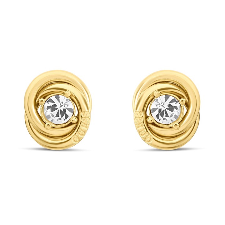 GUESS JUBE04065JWYG Gold Tone Crystal Links Stud Earrings - J42452