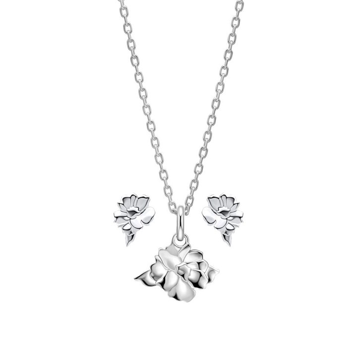 Laura Ashley Silver Plated Albertine Rose Pendant And Earring Set - J4309