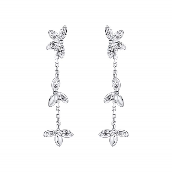 Laura Ashley LA071 Tumbling Floral CZ Drop Earrings - J4338