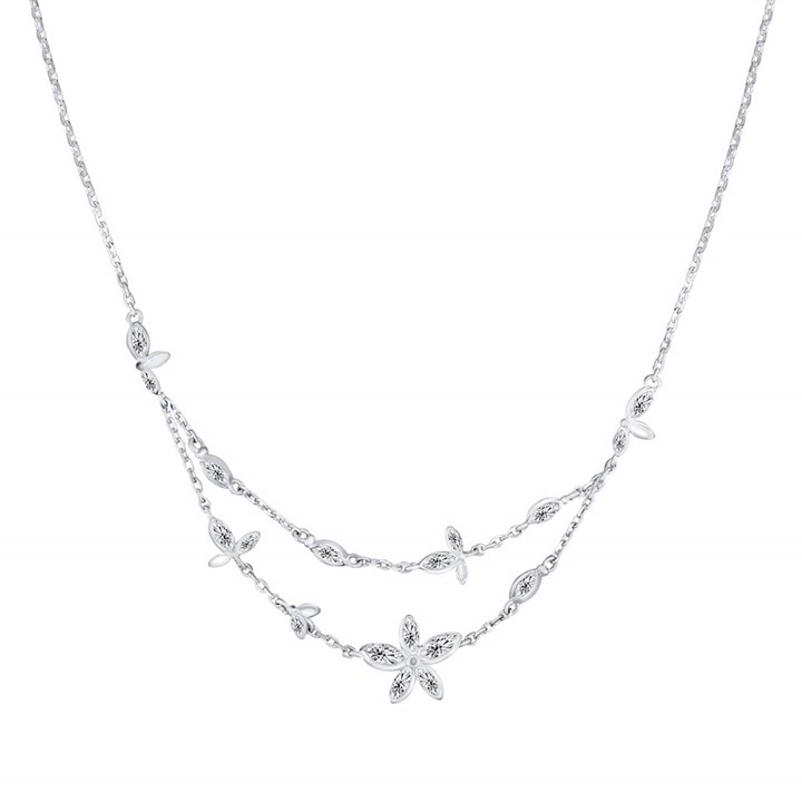 Laura Ashley LA074 Tumbling Floral CZ Necklace - J4340