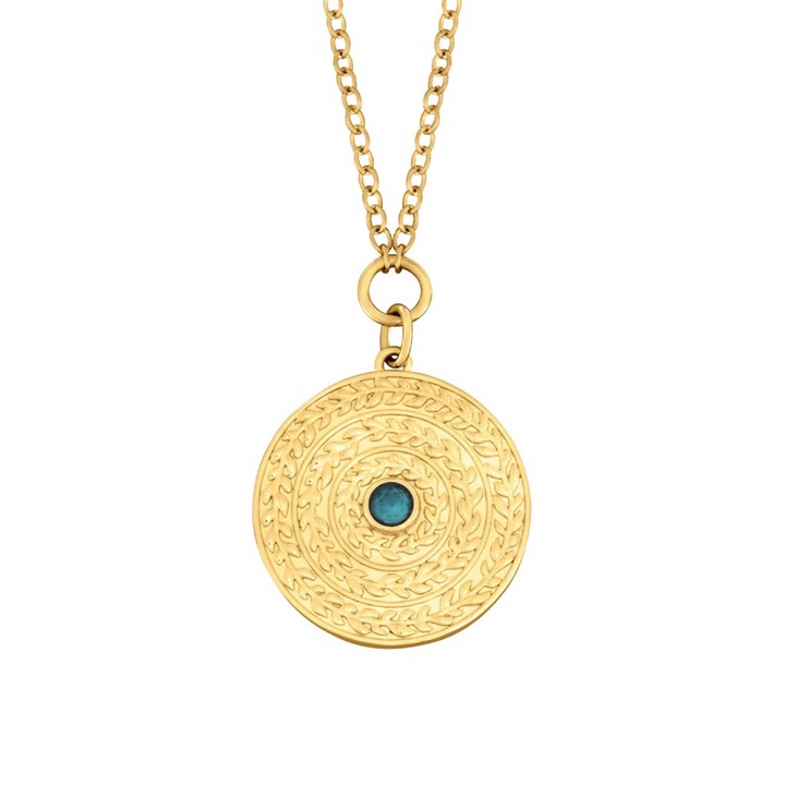 Laura Ashley LA095 Leaf Border Green Necklace - J4345