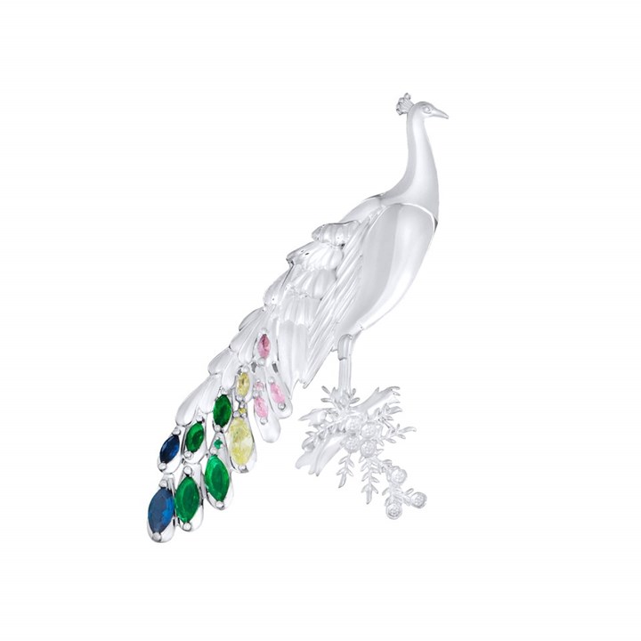 Laura Ashley LA098 Belvedere CZ Peacock Brooch - J4346