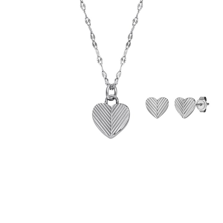 Fossil JF04669SET Heart Necklace And Stud Earrings Set - J49337