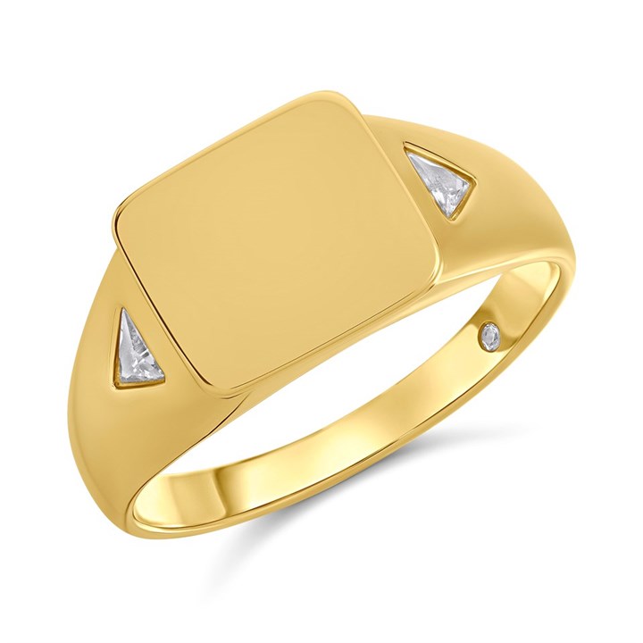 Fossil JF04791710 Gold Tone Signet Ring - J49363