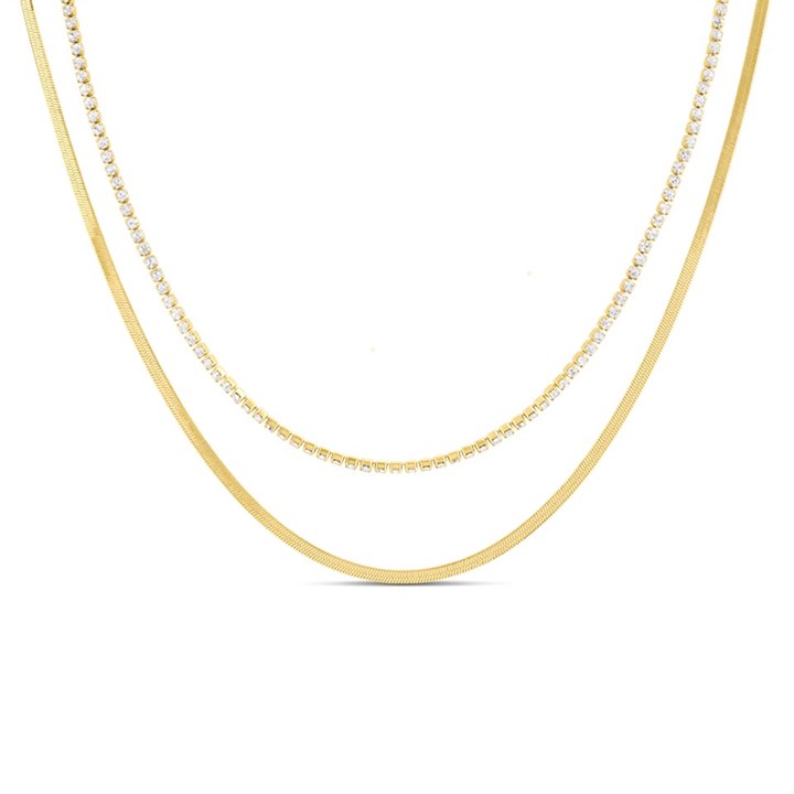 Fossil JF04939710 Yellow IP Crystal Double Strand Necklace - J49398