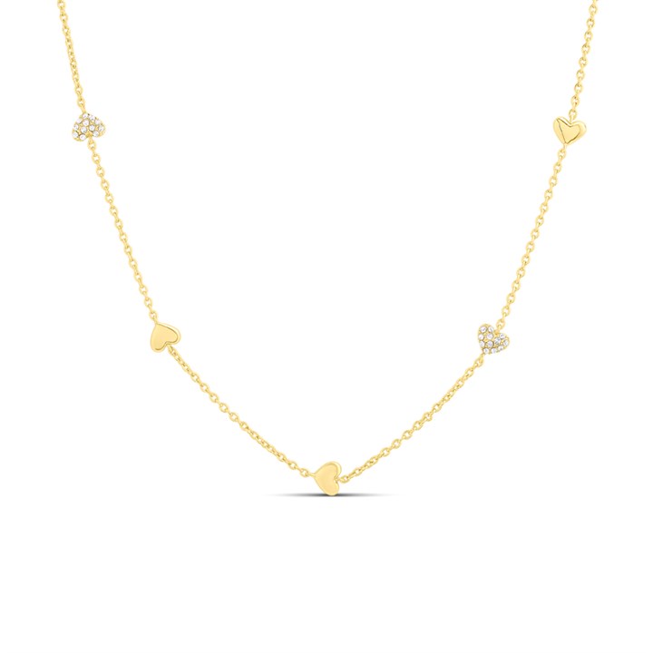Fossil JA7298710 Gold Tone Crystal Heart Necklace - J49412