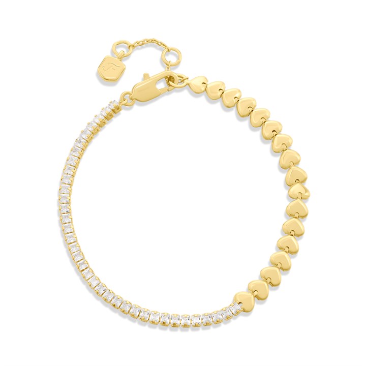 Fossil JA7303710 Yellow IP CZ Tennis and Heart Bracelet - J49413