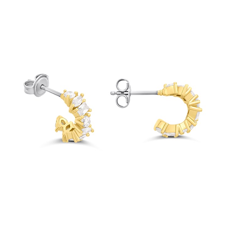 Fossil JA7297710 Gold Tone CZ Hoop Earrings - J49417