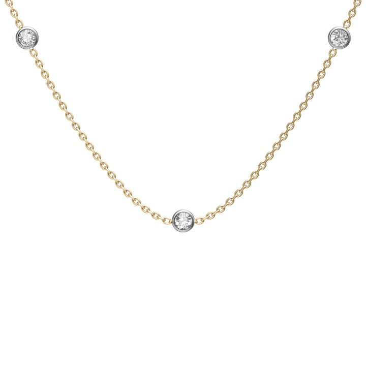 Fossil JF05017998 Two Tone CZ Station Necklace - J49440