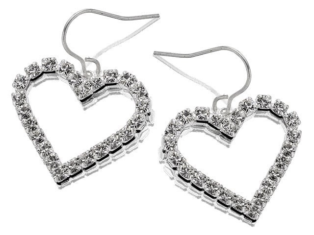 Diamante Heart Hook Wire Earrings - J5120