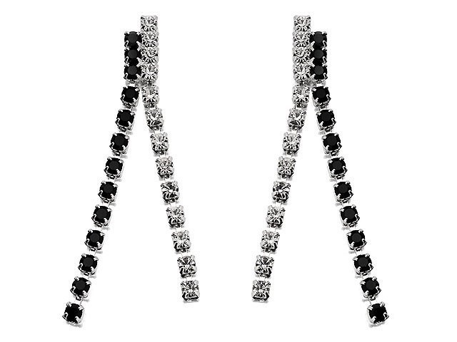 Diamante Black And White Drop Earrings - J5162