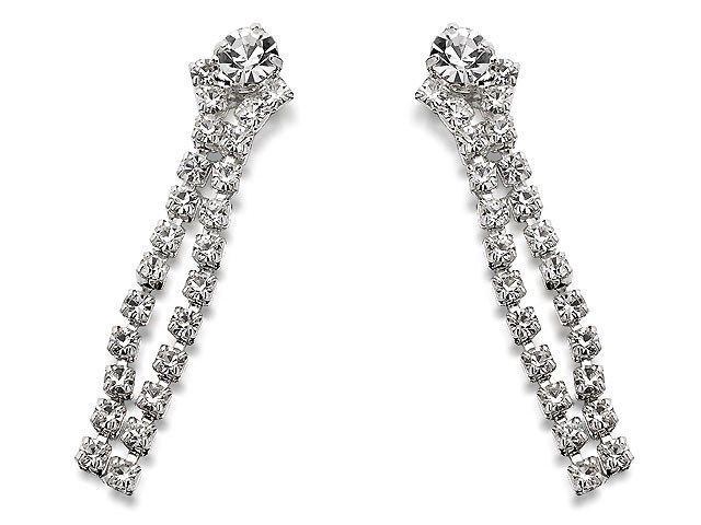 Diamante Double Line Drop Earrings - J5170
