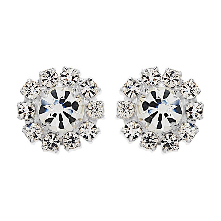 Diamante Flower Stud Earrings - 15mm - J5221