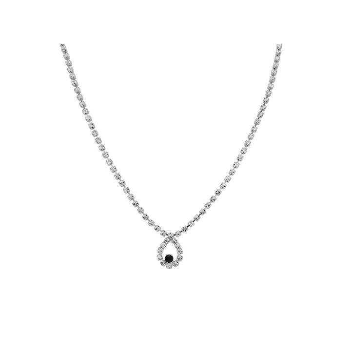 Diamante Black And White Teardrop Necklet - J5323