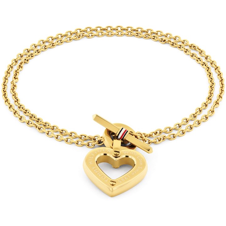 Tommy Hilfiger 2780970 Gold Tone Heart Chain Bracelet - J7352