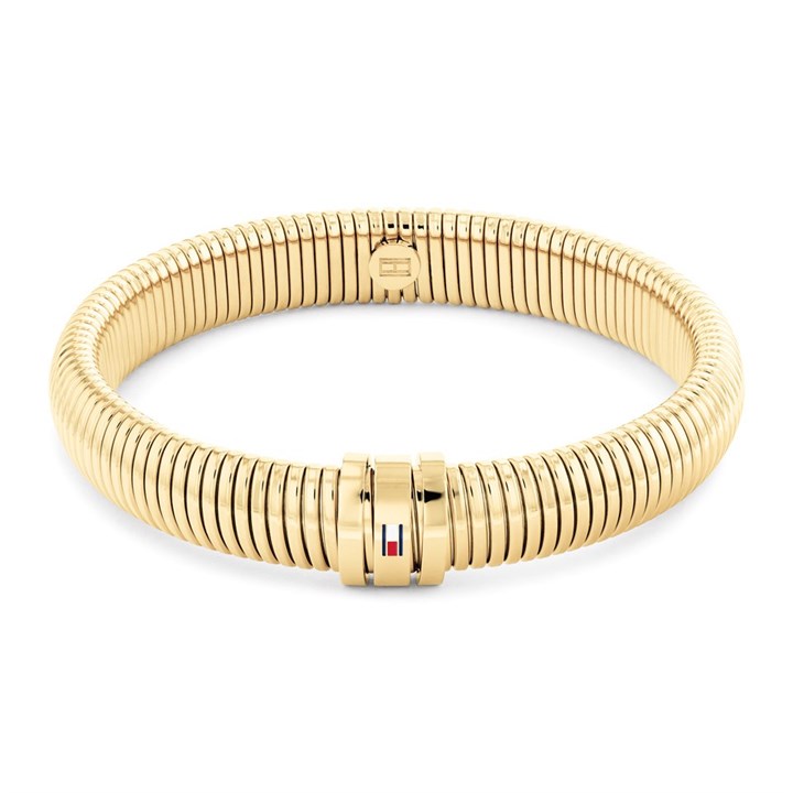 Tommy Hilfiger 2780995 Stainless Steel Gold Tone 10mm Stretch Bracelet - J7361