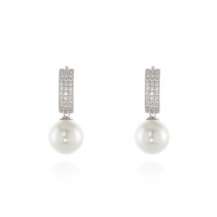 Cachet Kiku Cubic Zirconia And Simulated Pearl Drop Earrings - J74118