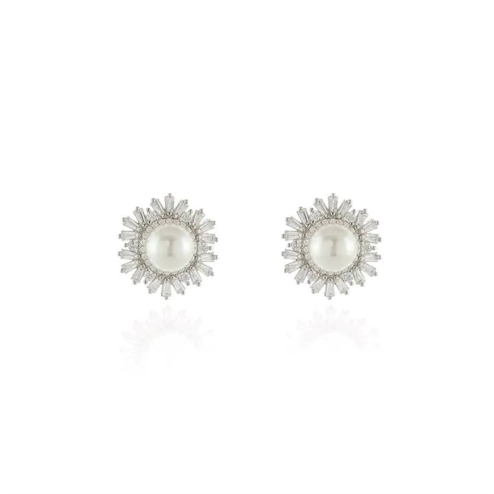 Cachet Betsy Cubic Zirconia Simulated Pearl Stud Earrings - J74120