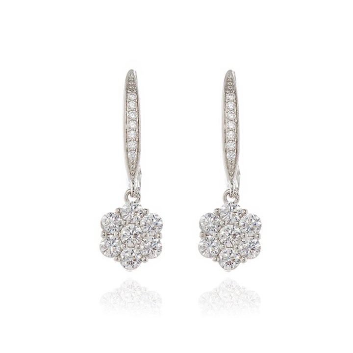 Cachet Silver Tone CZ Drop Earrings - J74190