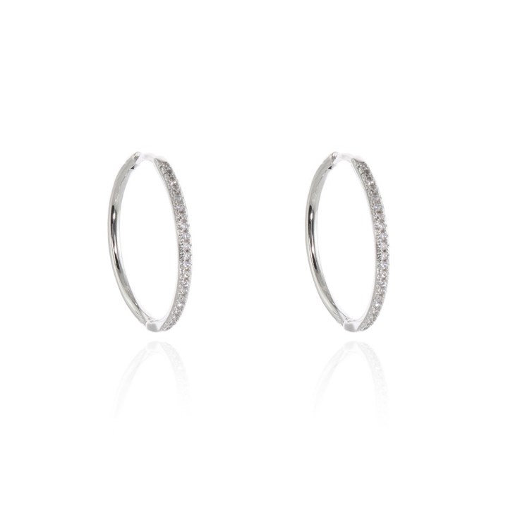 Cachet Silver Tone CZ Hoop Earrings - J74193
