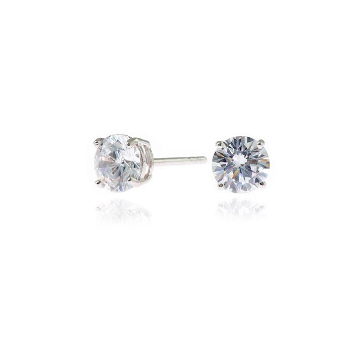 Cachet Silver Tone CZ Stud Earrings - J74213