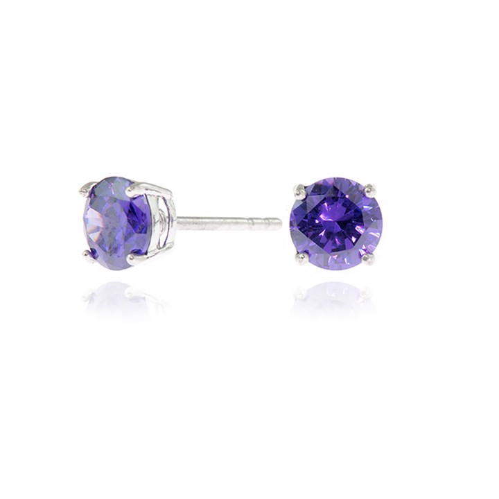 Cachet Silver Tone Adara Light Purple CZ 6mm Stud Earrings - J74233