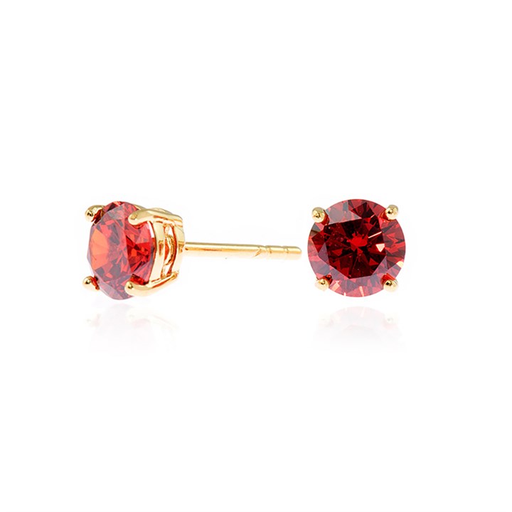 Cachet Gold Tone Adara 6mm Red CZ Stud Earrings - J74234