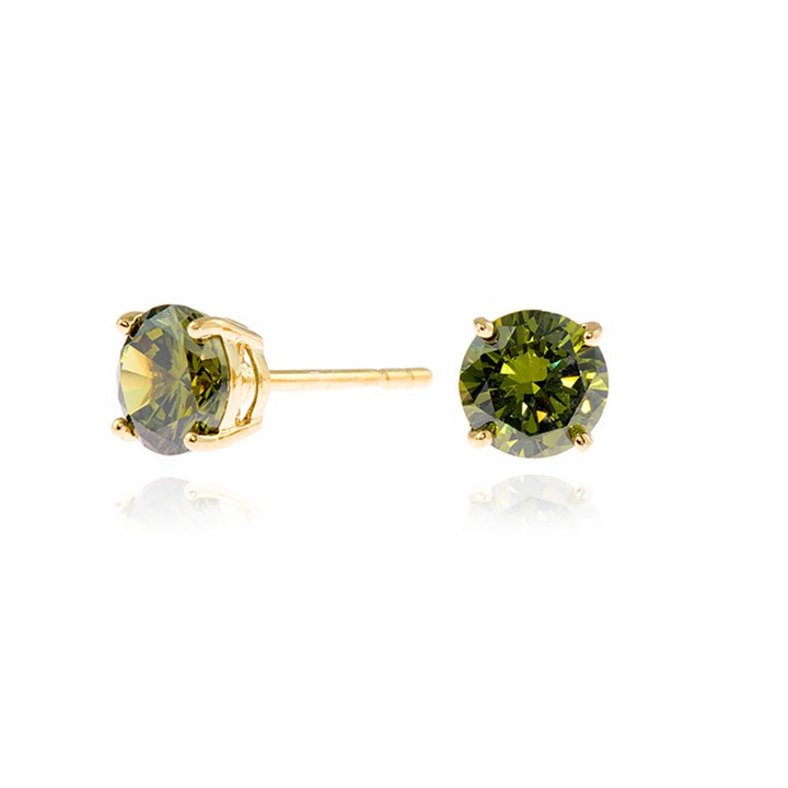 Cachet Gold Tone Adara 6mm Green CZ Stud Earrings - J74236