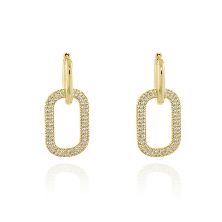 Cachet Gold Tone Sela CZ Hoop Drop Earrings - J74244