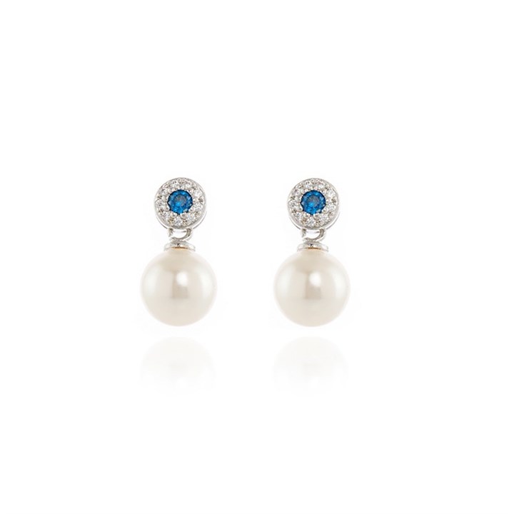 Cachet Indy Cubic Zirconia And Simulated Pearl Drop Earrings - J7434