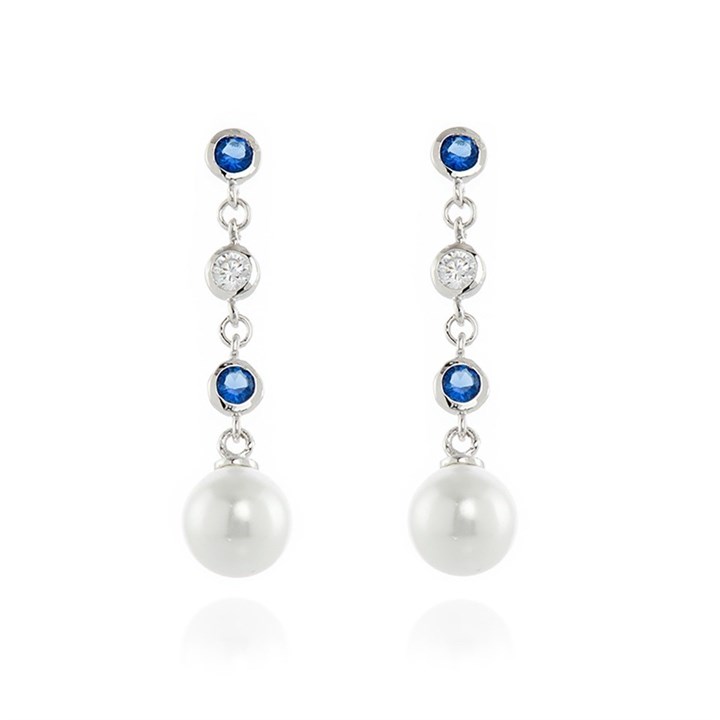 Cachet Inge Cubic Zirconia And Simulated Pearl Drop Earrings - J7435