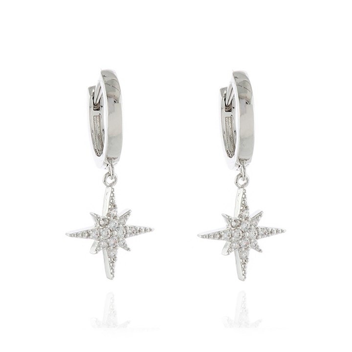 Cachet North Star Silver Tone Cubic Zirconia Drop Earrings - J7453