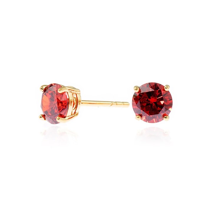 Cachet Lana Gold Plated Silver Red Cubic Zirconia Stud Earrings - J7466
