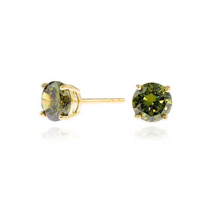 Cachet Lana Gold Plated Silver Green Cubic Zirconia Stud Earrings - J7467