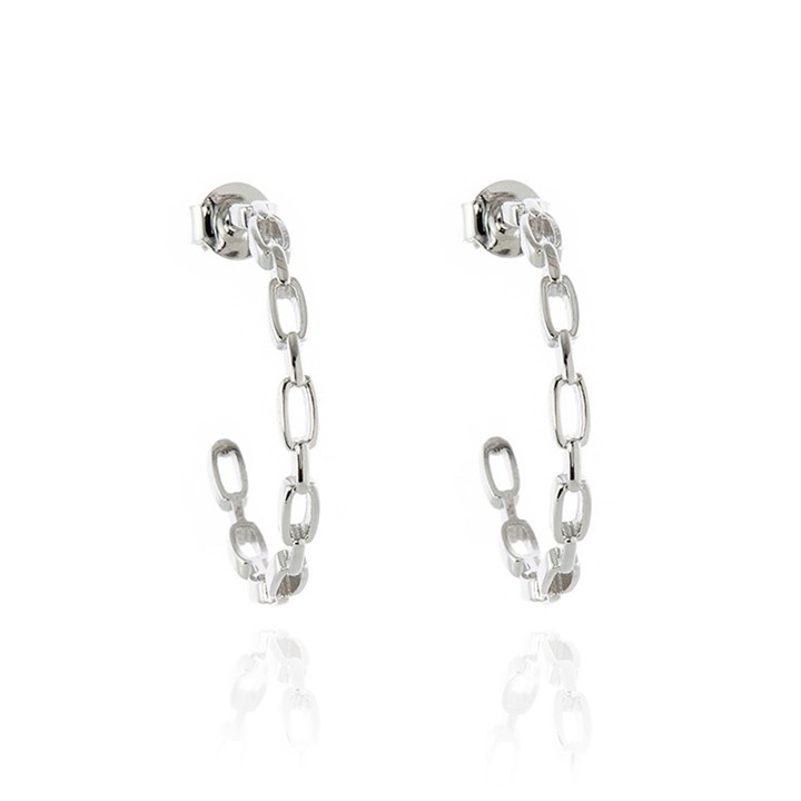 Cachet Raja Silver Tone Link Hoop Earrings - J7490