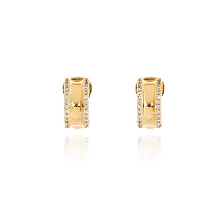 Cachet Scoop Gold Tone Cubic Zirconia Clip On Earrings - J7498