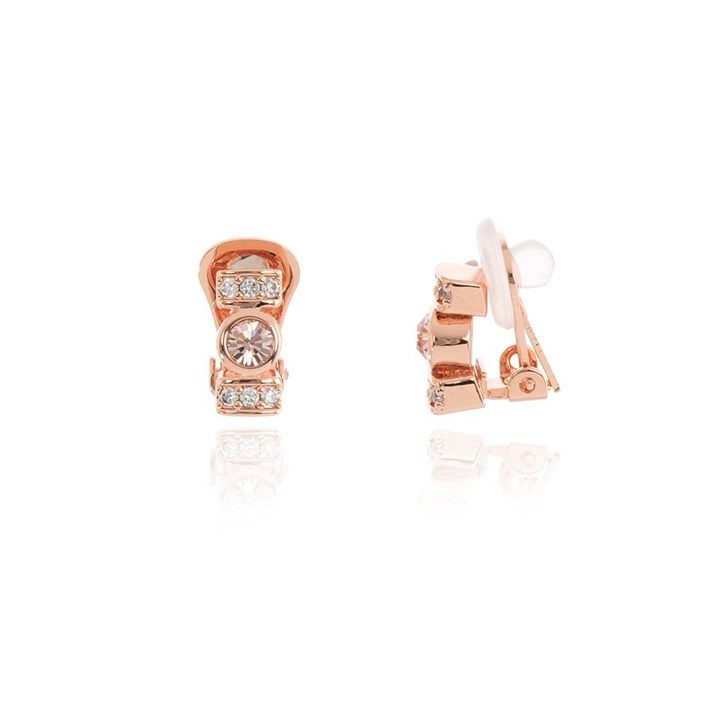 Cachet Terri Rose Tone Rose Cubic Zirconia Clip On Earrings - J7499
