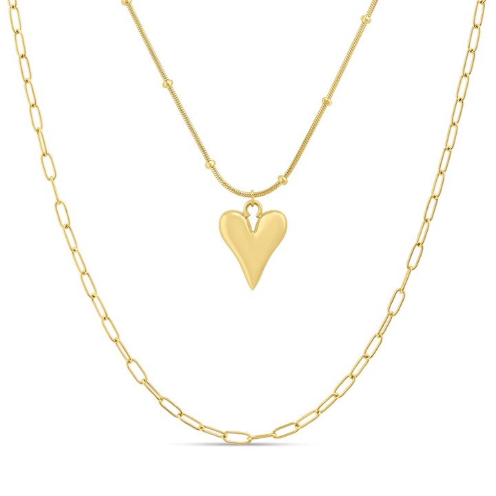 VIVA Double Layered Adjustable Heart Necklace - J76131