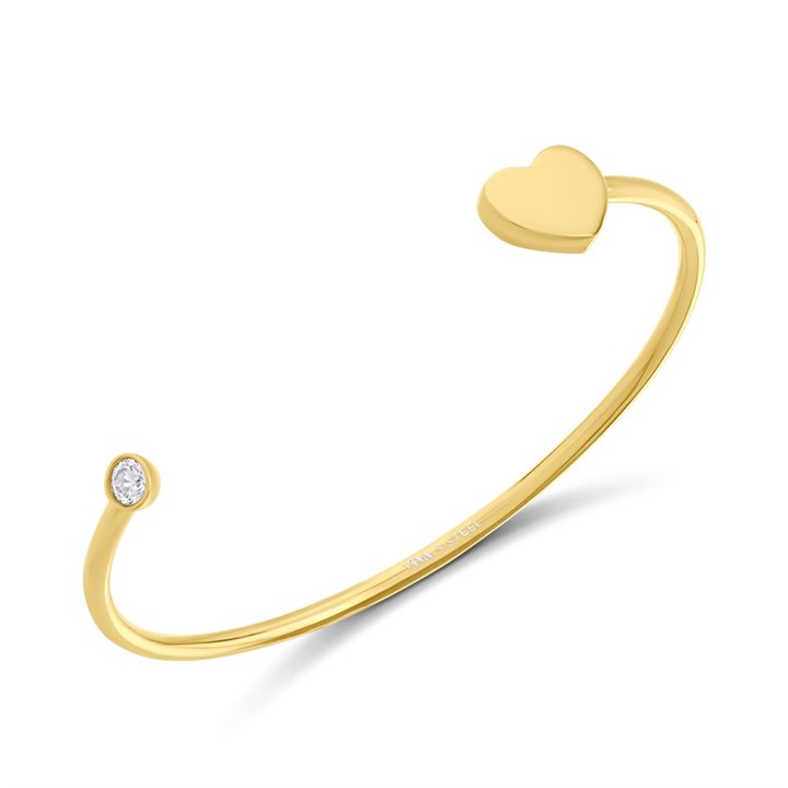 VIVA Open Heart Cubic Zirconia Torque Bangle - J76147