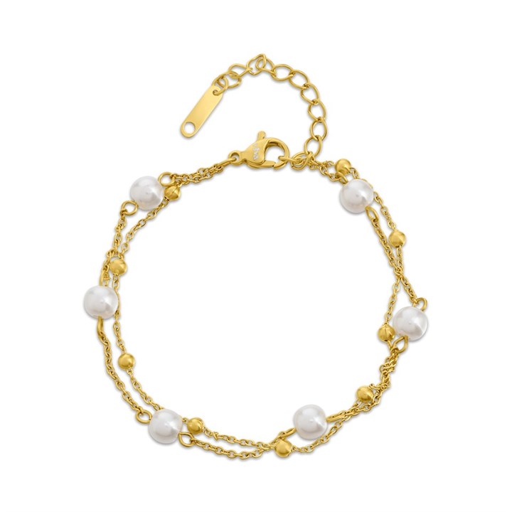 VIVA Double Layered Imitation Pearl Adjustable Bracelet - J76153