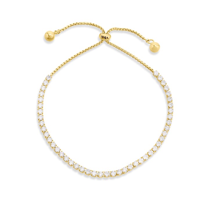 Viva Gold Tone Steel CZ Tennis Adjustable Bracelet - J76161