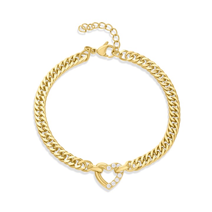 Viva Gold Tone Steel Heart CZ Bracelet - J76175
