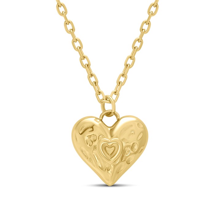 Viva Gold Tone Steel Heart Necklace - J76183