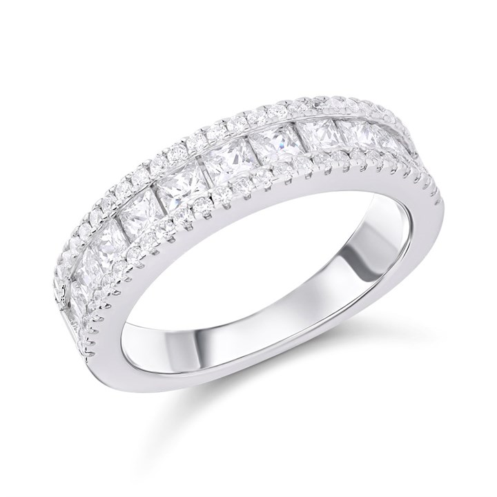 Briolette Silver Cubic Zirconia Band Ring - J77142