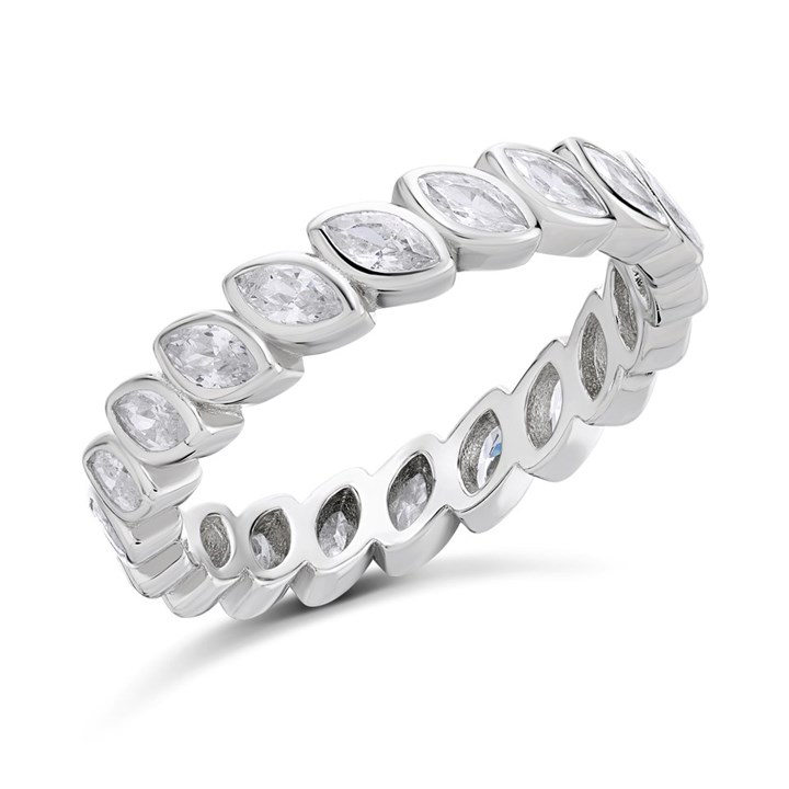 Briolette Silver Cubic Zirconia Full Eternity Ring - J77158