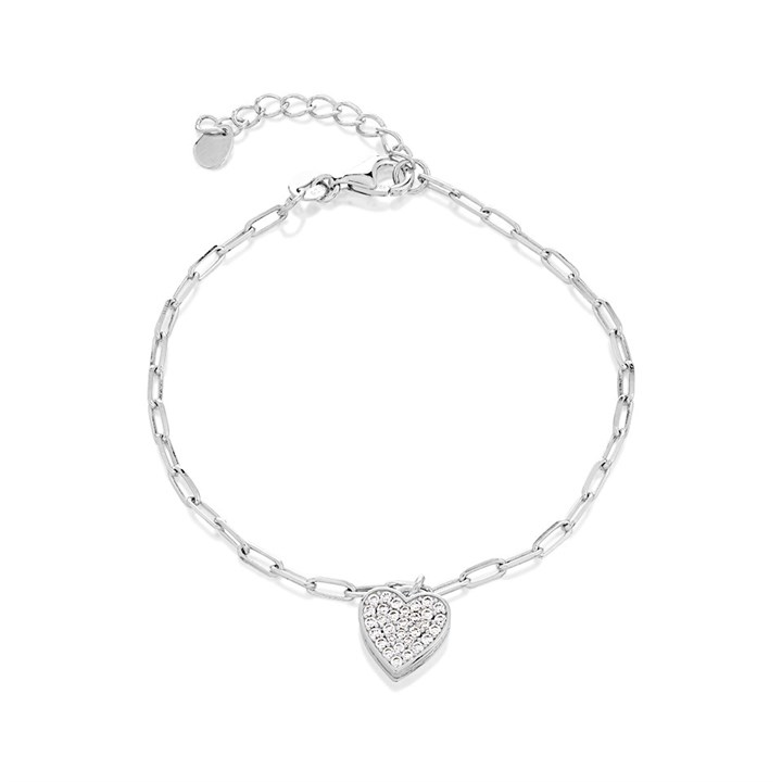 Briolette Silver Cubic Zirconia Heart Bracelet - J77163