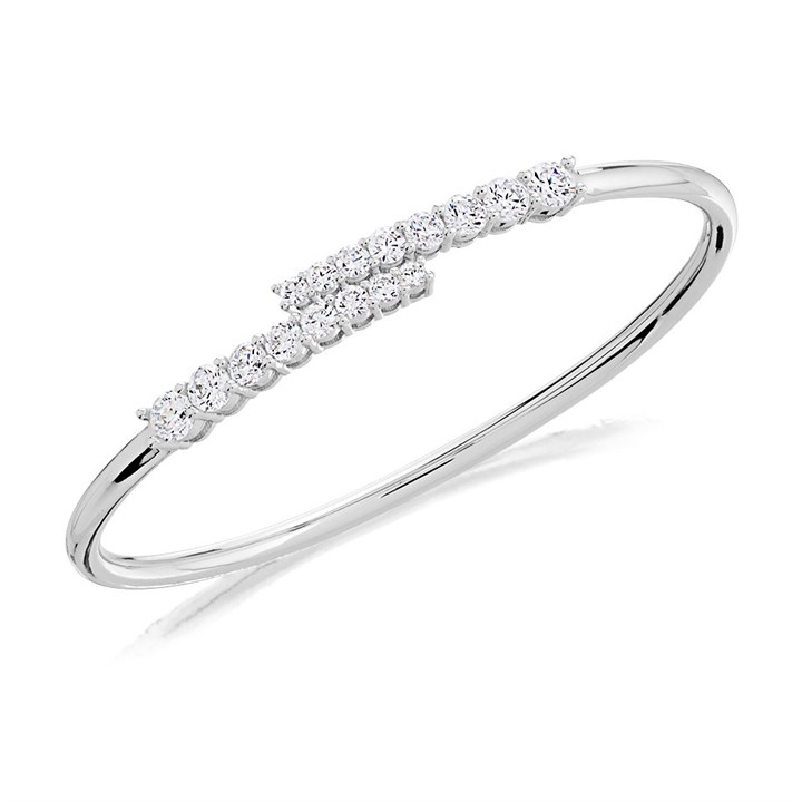 Briolette Silver Cubic Zirconia Bangle - J77165