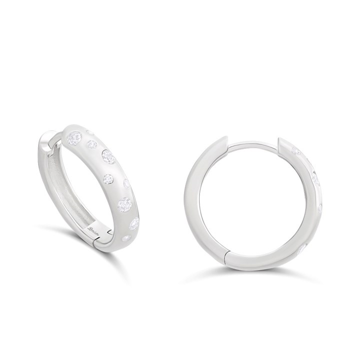 Briolette Silver Cubic Zirconia Hoop Earrings - J77166
