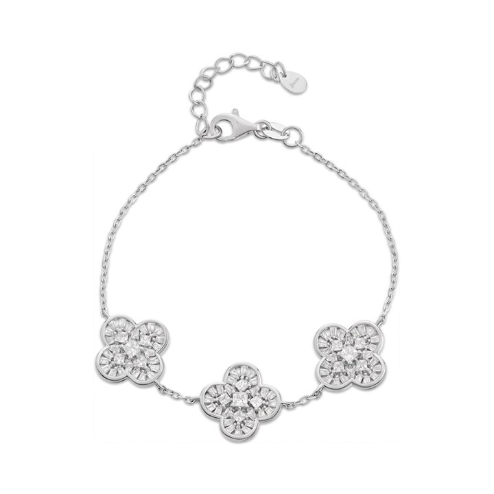 Briolette Floral Three Station CZ Bracelet - J77183
