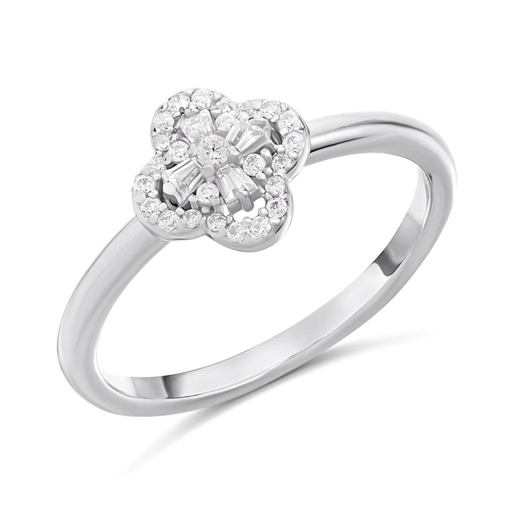 Briolette Silver Floral CZ Ring - J77191